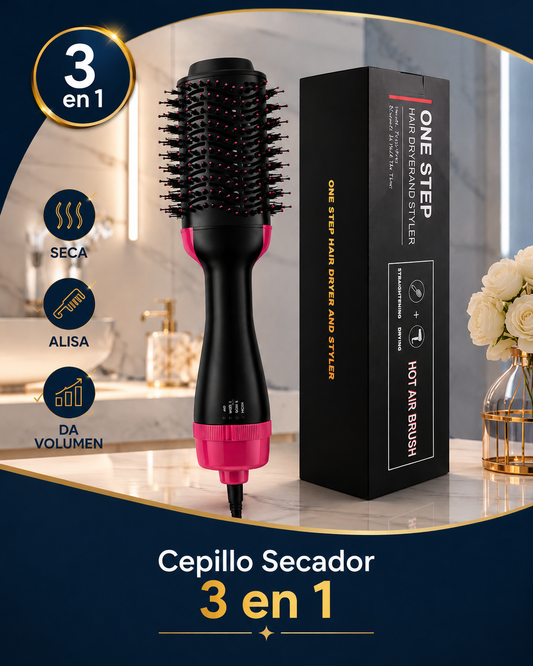 Cepillo Secador 3 en 1 | Seca, Alisa y Da Volumen